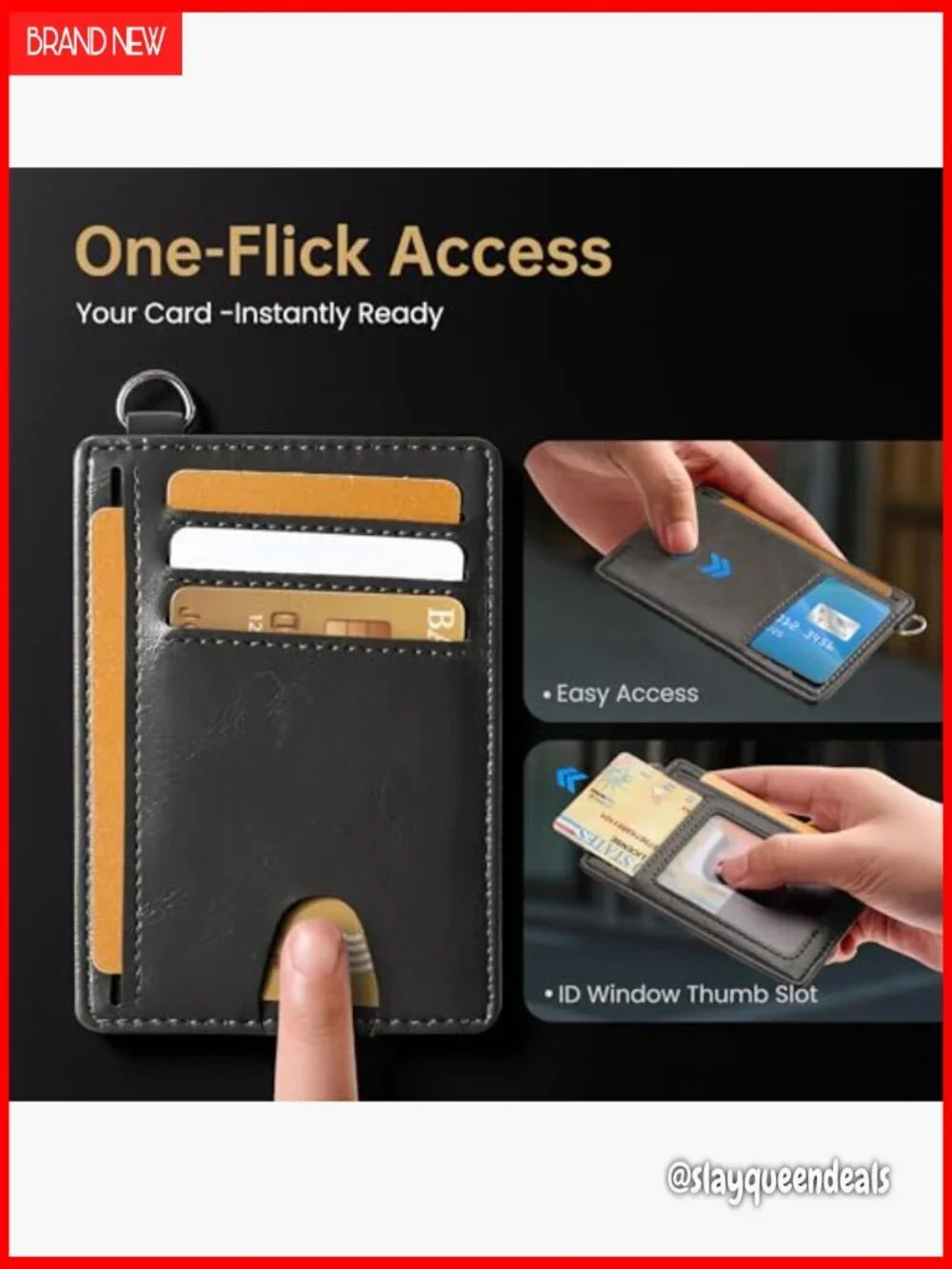 Slim RFID Blocking Credit Card Holder with 6 Slots and ID Window